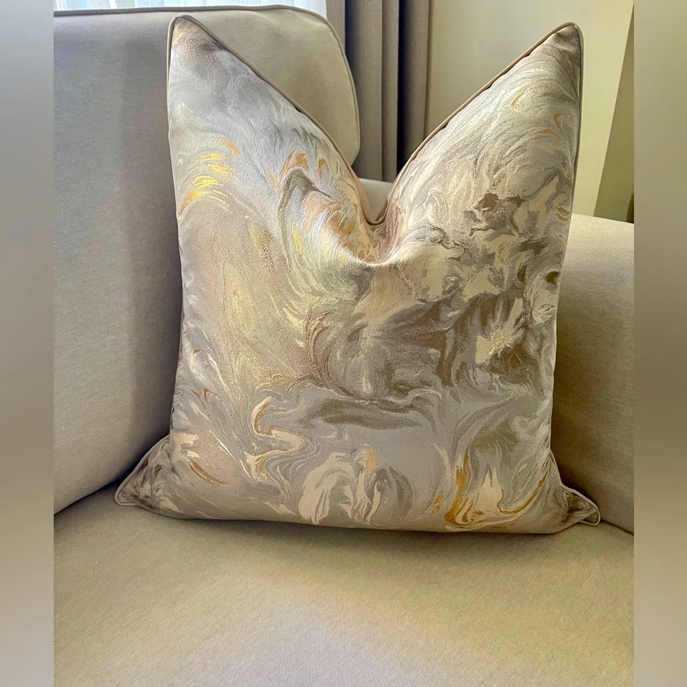 Luxury Champagne and gold waves glam pillow.             Size 22x 22 inch - Picture 6 of 10
